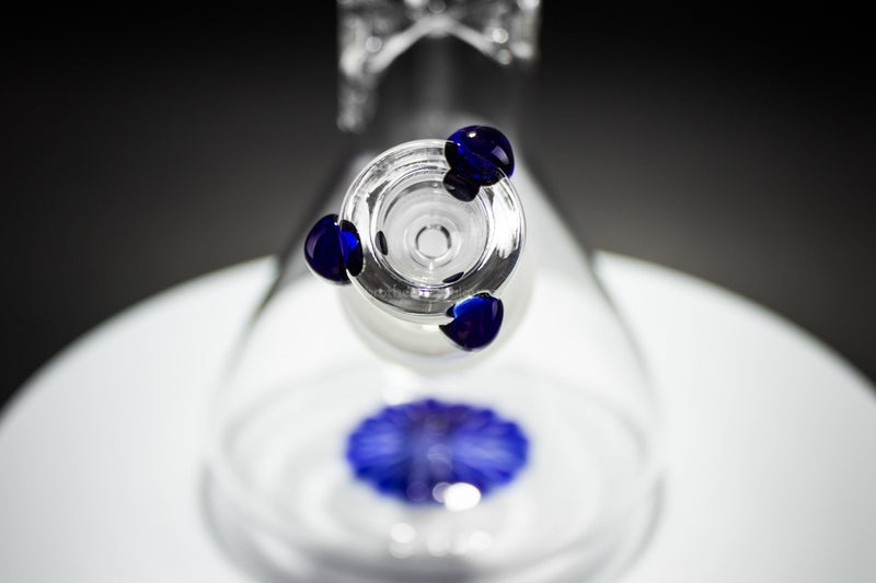 HVY Glass 50mm Large Joint and Wide Mouth Beaker Water Pipe - Blue.