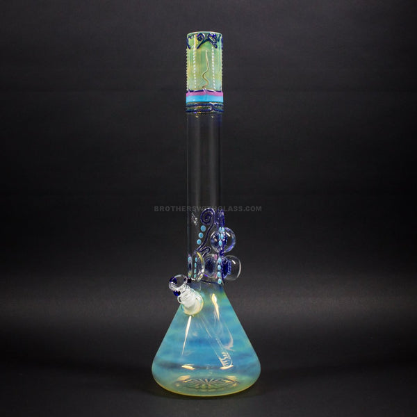 HVY Glass 50mm Worked and Fumed Beaker Bong With Marbles.