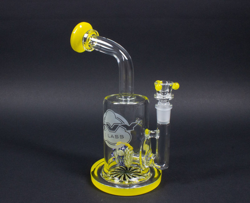HVY Glass Bent Neck Fish Perc Bong - Yellow.