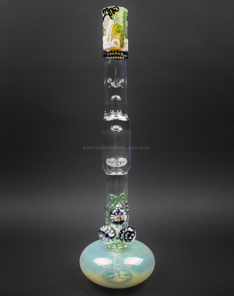 HVY Glass Bubble Bottom To Showerhead Water Pipe With Marbles - Forest Green.