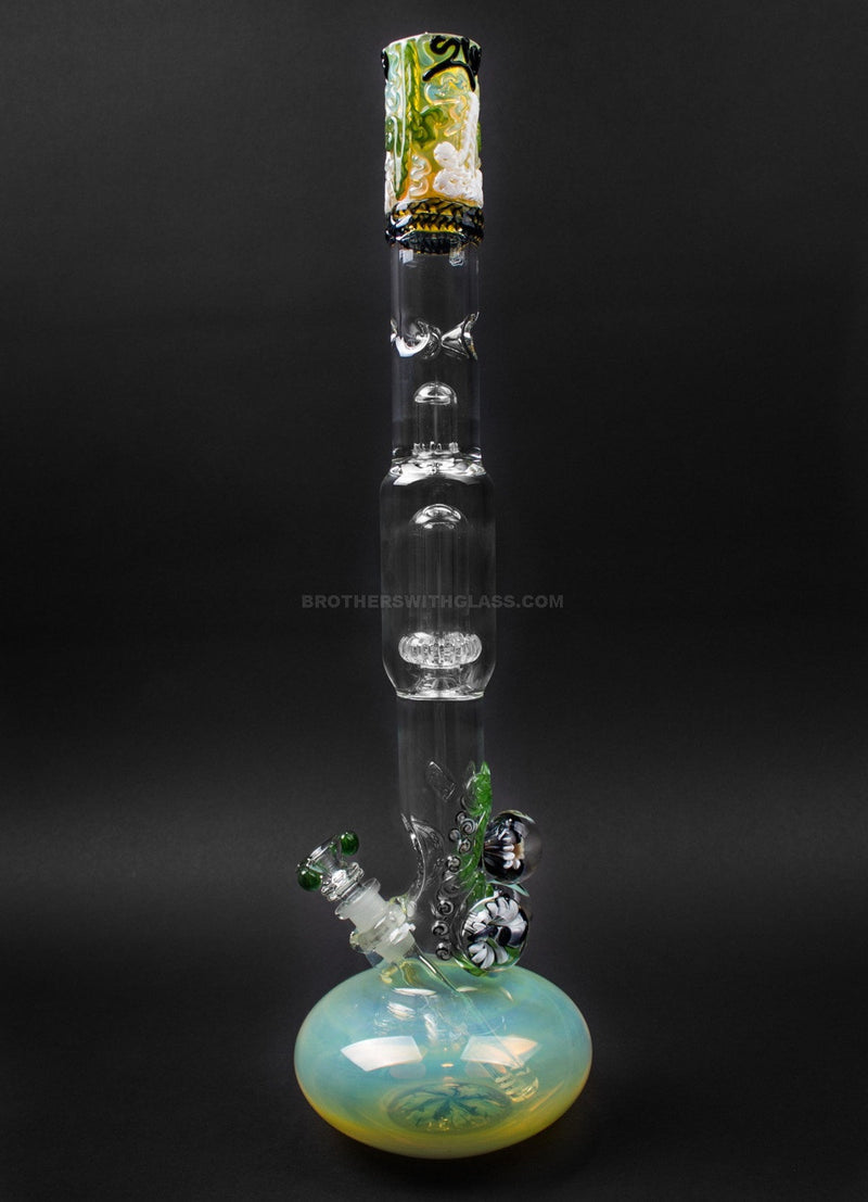HVY Glass Bubble Bottom To Showerhead Water Pipe With Marbles - Forest Green.