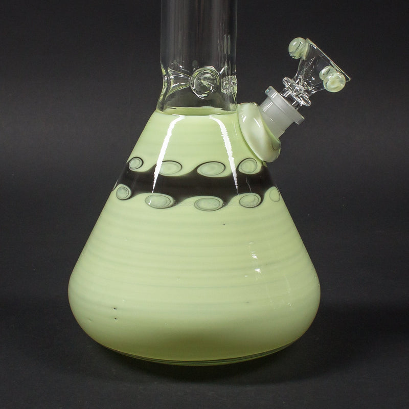 HVY Glass Coiled Color Beaker Water Pipe - Mint With Waves.