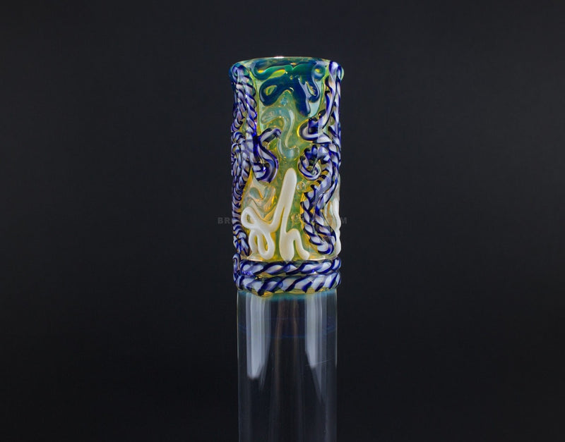 HVY Glass Coiled Color Bubble Bottom Water Pipe With Marbles - Blue.