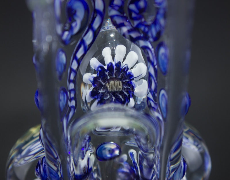 HVY Glass Coiled Color Bubble Bottom Water Pipe With Marbles - Blue.