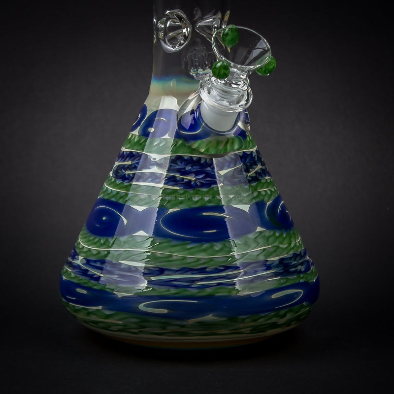 HVY Glass Color Coiled Beaker Bong - Blue and Green.