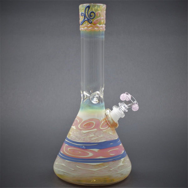 HVY Glass Color Coiled Beaker Bong - Cotton Candy.