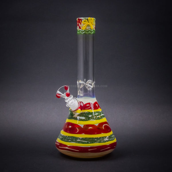 HVY Glass Color Coiled Beaker Bong - Rasta.