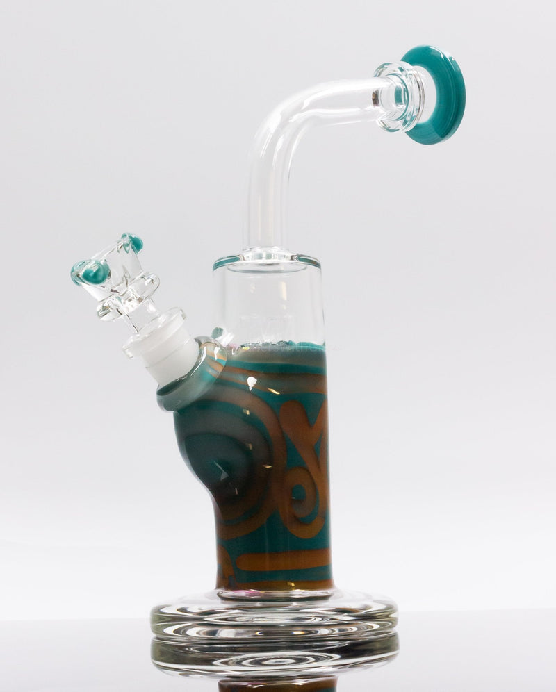 HVY Glass Color Coiled Bent Neck  Bong - Teal.