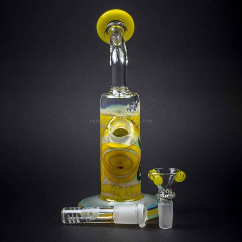 HVY Glass Color Coiled Bent Neck Bong - Yellow.