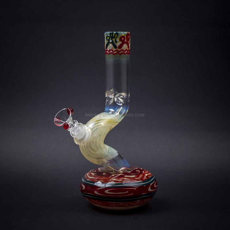 HVY Glass Color Coiled Bubble Bent Neck Bong - Red.