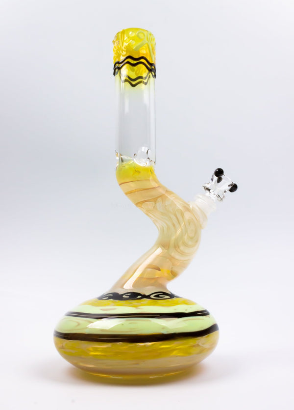 HVY Glass Color Coiled Bubble Bent Neck Bong - Yellow.