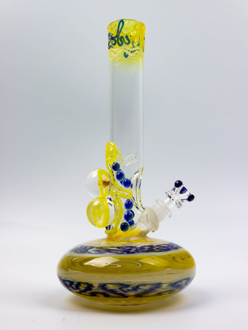 HVY Glass Color Coiled Bubble Bottom Bong With Marbles.