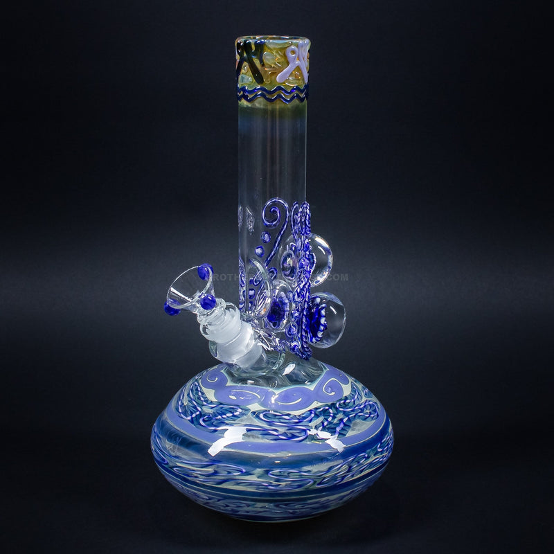 HVY Glass Color Coiled Bubble Bottom Bong With Marbles - Periwinkle.