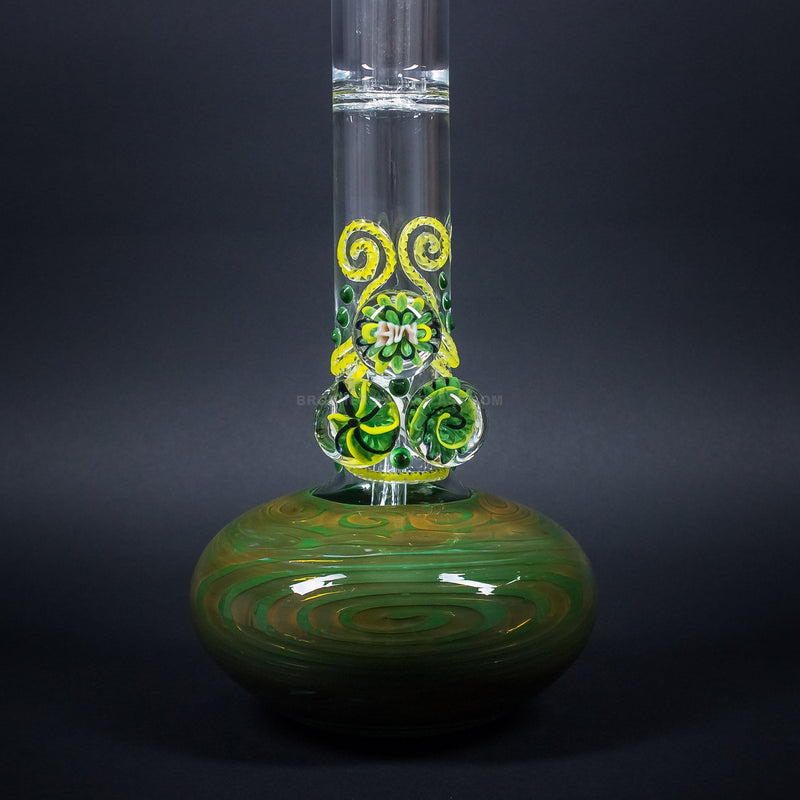 HVY Glass Color Coiled Bubble Bottom To Dome Bong With Marbles - Green.