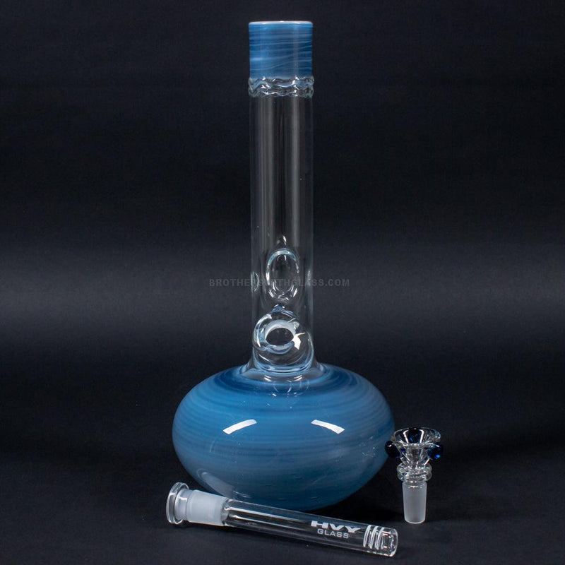 HVY Glass Color Coiled Single Bubble Bong - Blue.