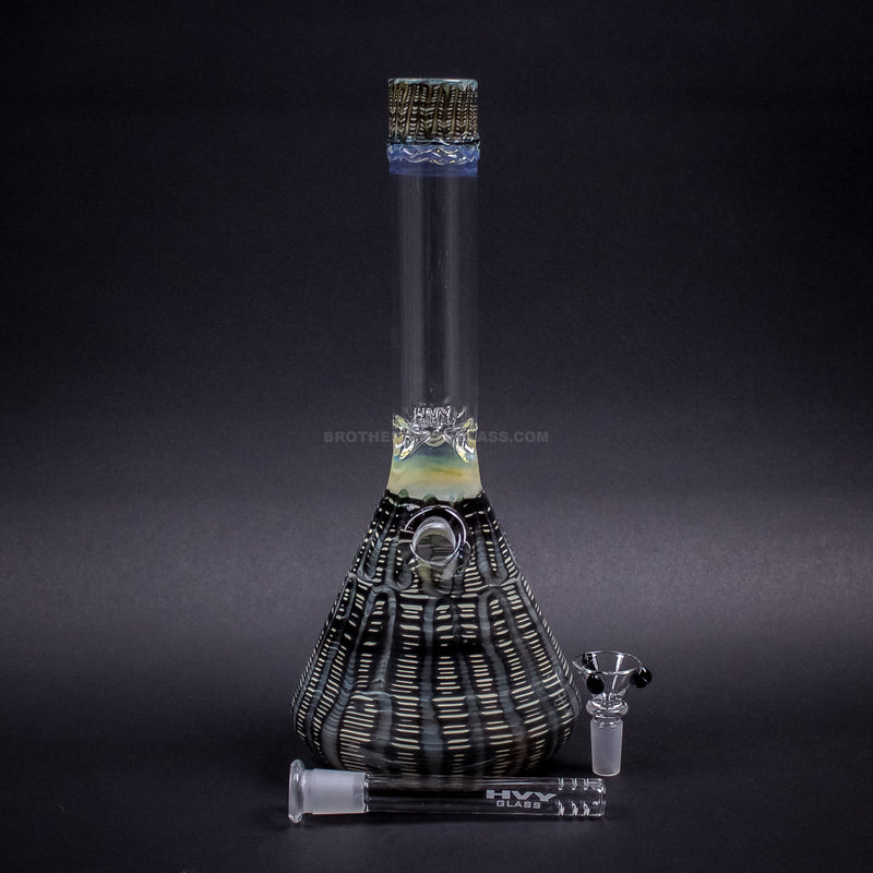 HVY Glass Color Raked Beaker Bong - Black.