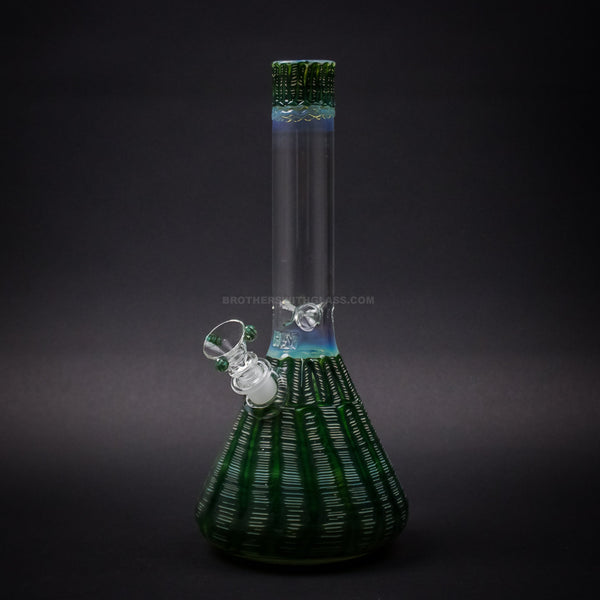 HVY Glass Color Raked Beaker Bong - Green.