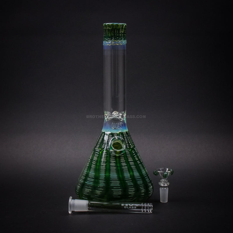 HVY Glass Color Raked Beaker Bong - Green.