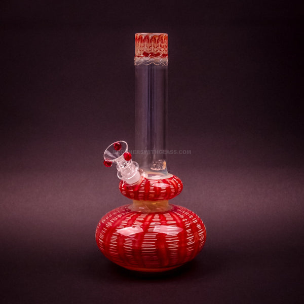 HVY Glass Color Raked Bubble Bottom Bong - Red.