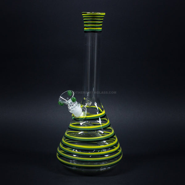 HVY Glass Color Striped Beaker Bong - Green and Black.