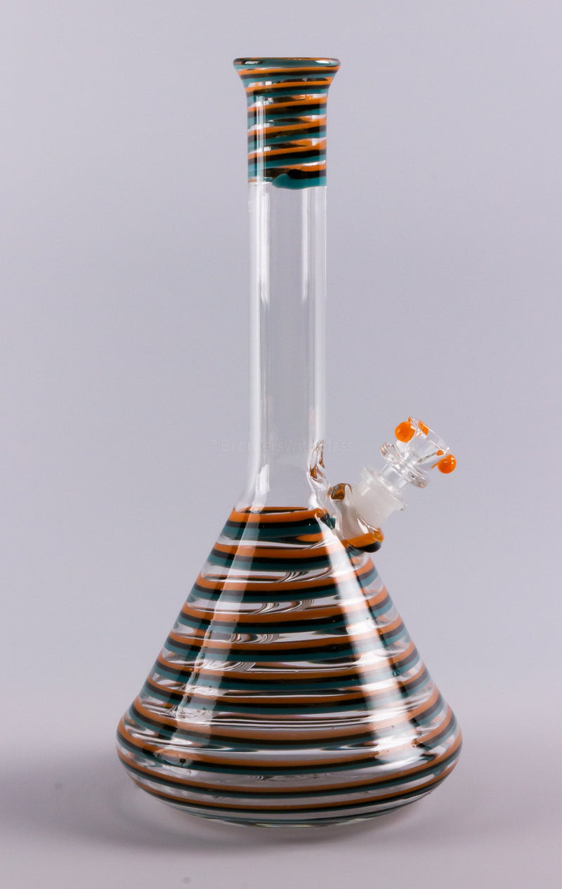 HVY Glass Color Striped Beaker Water Pipe - Teal and Orange.