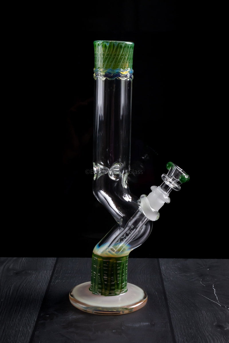 HVY Glass Curved Color Raked and Fumed Bong - Green.