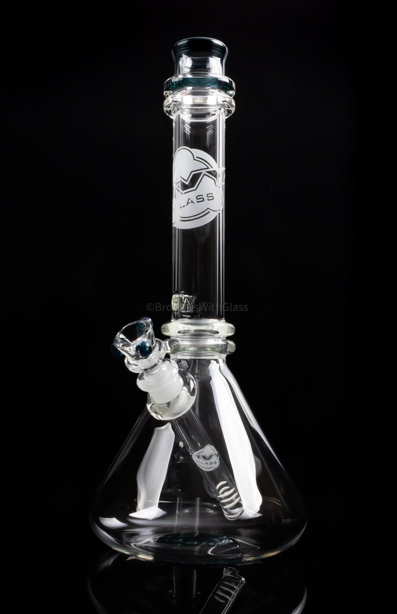 HVY Glass Double Maria Flower Bottom Beaker Bong - Blue Stardust.