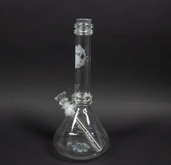 HVY Glass Double Maria Flower Bottom Beaker Bong - Gray.