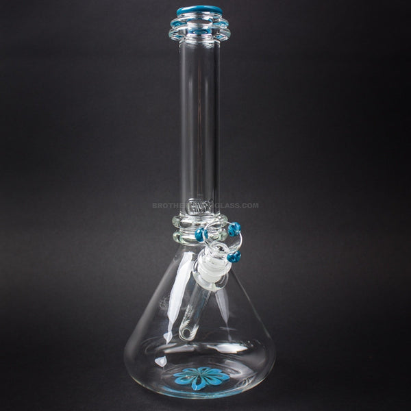 HVY Glass Double Maria Flower Bottom Beaker Bong - Light Blue.