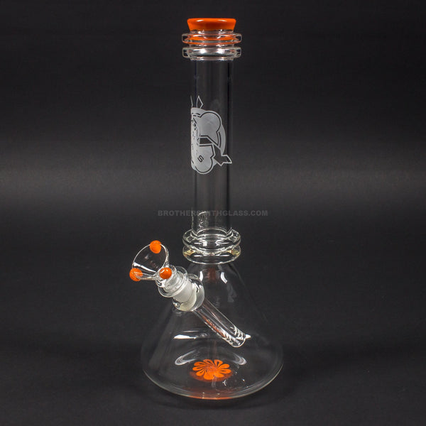 HVY Glass Double Maria Flower Bottom Beaker Bong - Orange.