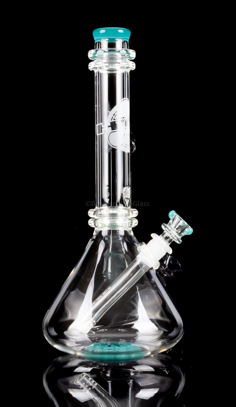 HVY Glass Double Maria Flower Bottom Beaker Bong - Teal.