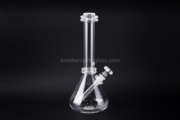 HVY Glass Double Maria Flower Bottom Beaker Bong - White.