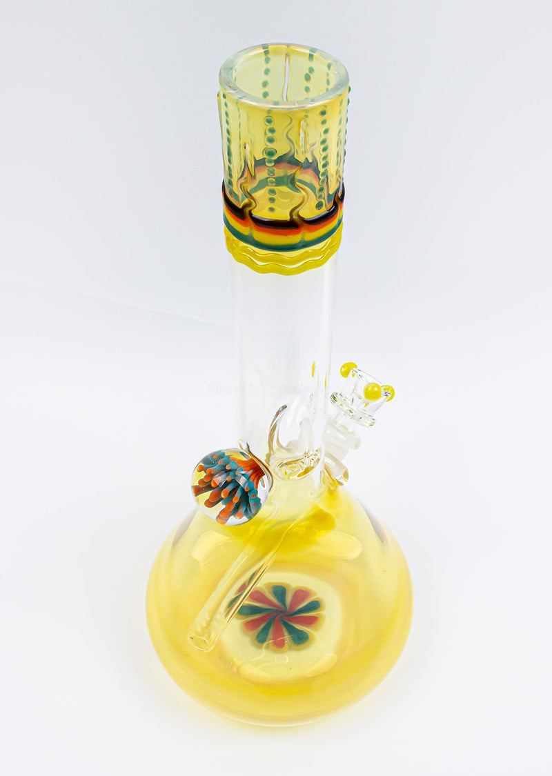 HVY Glass Flame Art Fumed Beaker Bong with Marble.