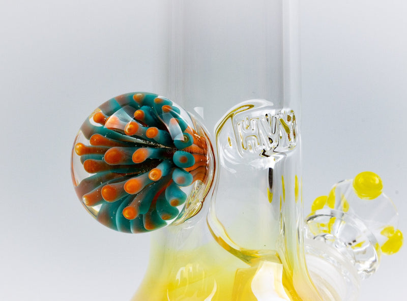 HVY Glass Flame Art Fumed Beaker Bong with Marble.