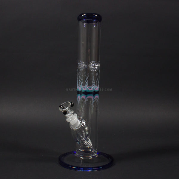 HVY Glass Flame Art Worked Straight Bong - Blue.