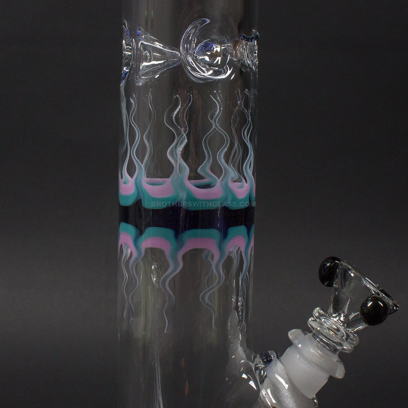 HVY Glass Flame Art Worked Straight Bong - Blue.