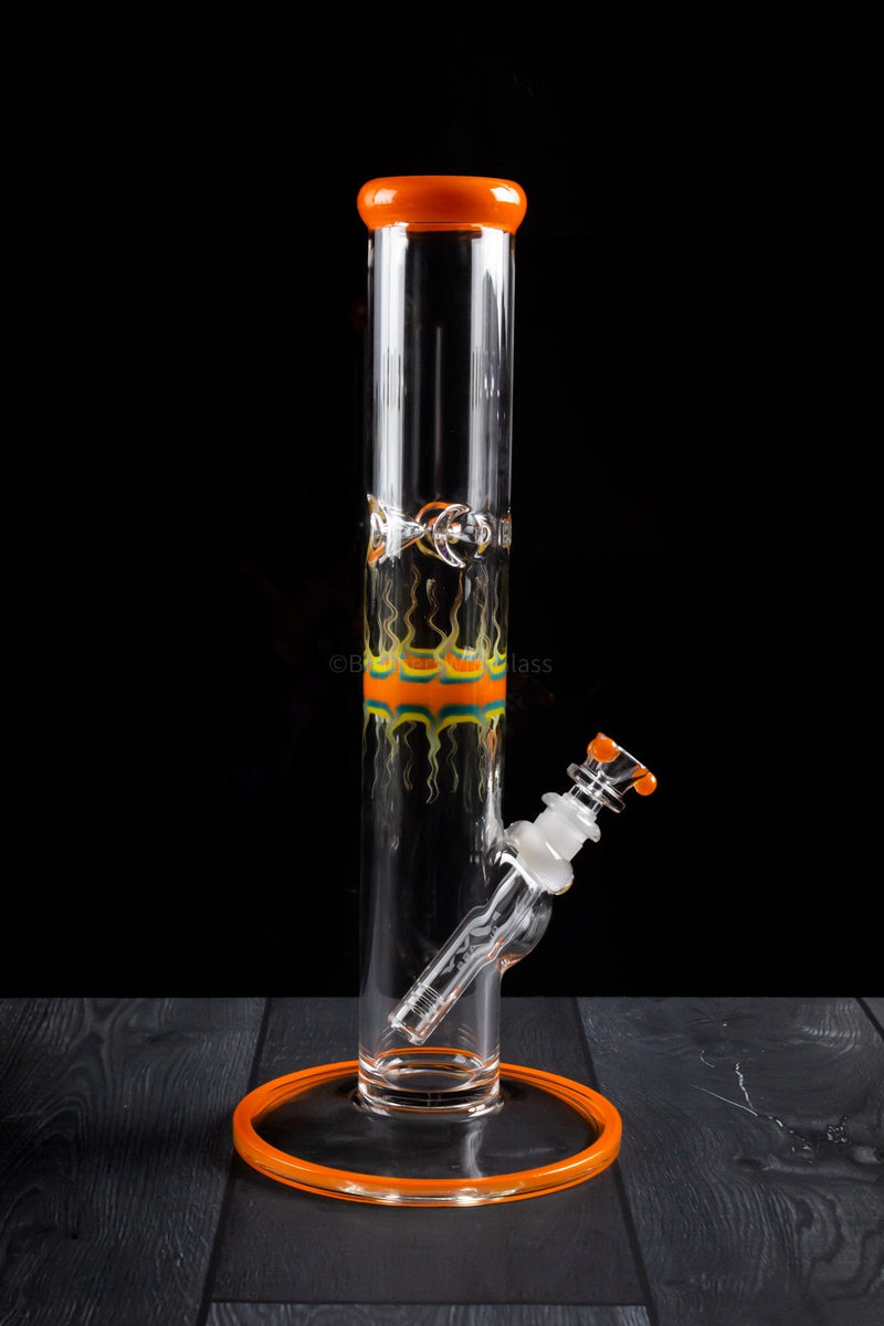 HVY Glass Flame Art Worked Straight Bong - Orange.