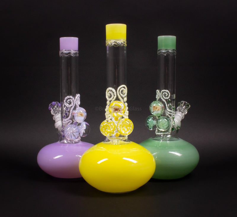 HVY Glass Heady Color Bubble Bottom Bong With Marbles.