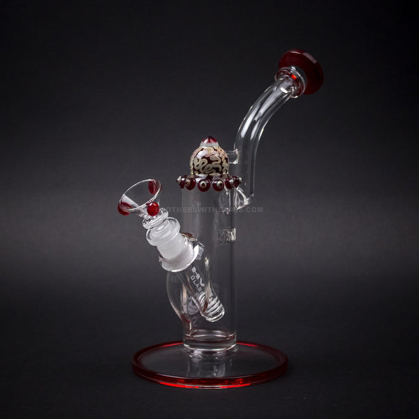 HVY Glass Heady Red Bent Neck Eye Bubbler Water Pipe.