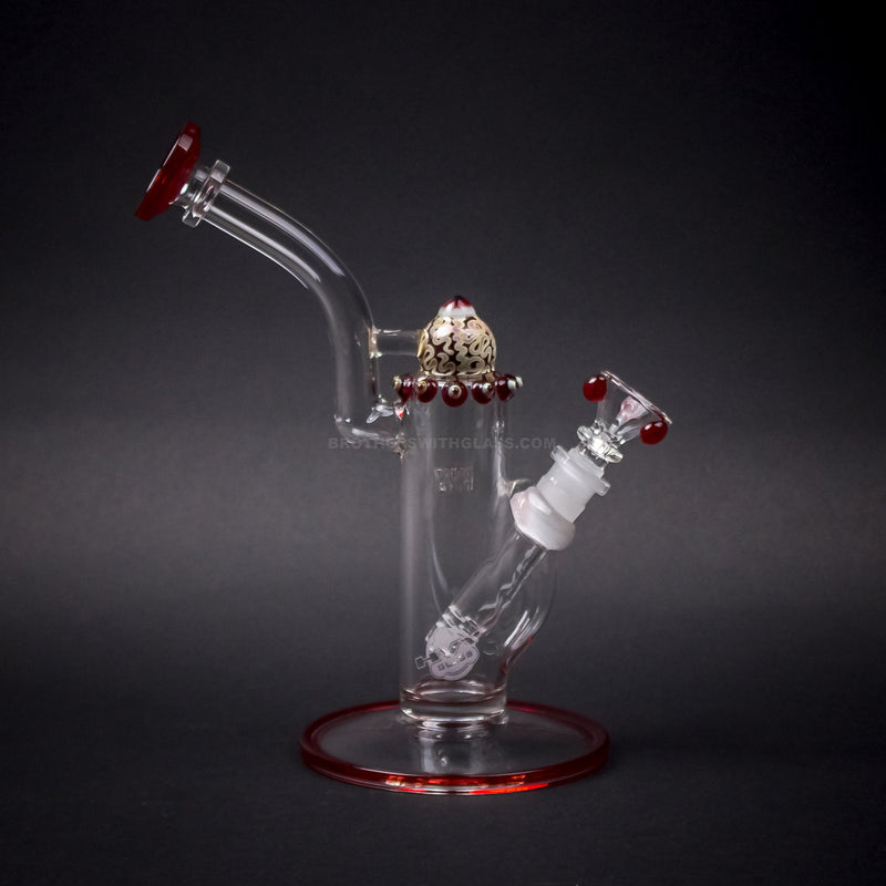 HVY Glass Heady Red Bent Neck Eye Bubbler Water Pipe.