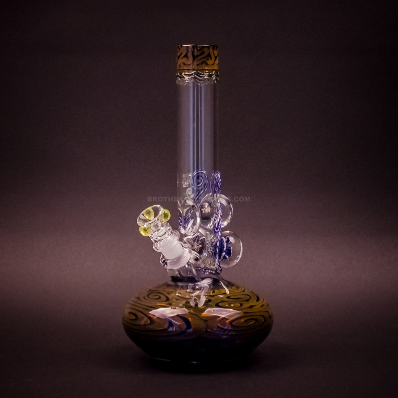 HVY Glass Illuminati Coiled Color Bubble Bottom With Marbles Bong - Fumed Cobalt.