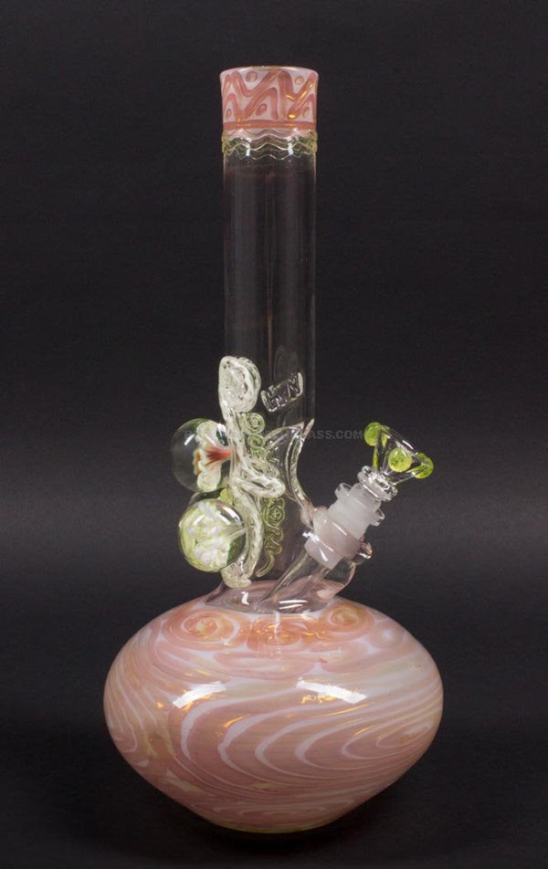 HVY Glass Illuminati Coiled Color Bubble Bottom With Marbles Bong - Pink.