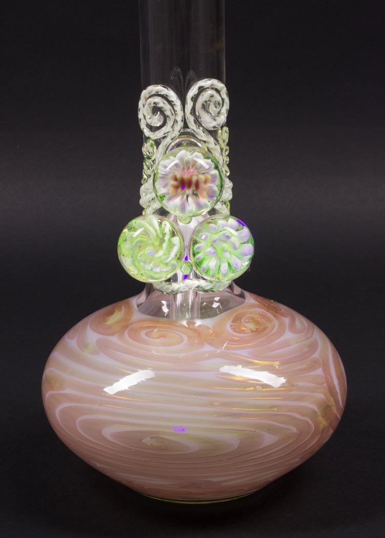 HVY Glass Illuminati Coiled Color Bubble Bottom With Marbles Bong - Pink.