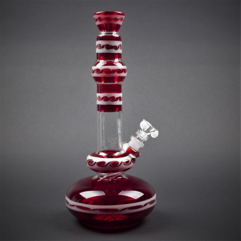 HVY Glass Mini Genie Double Bubble Bong - Red With Waves.