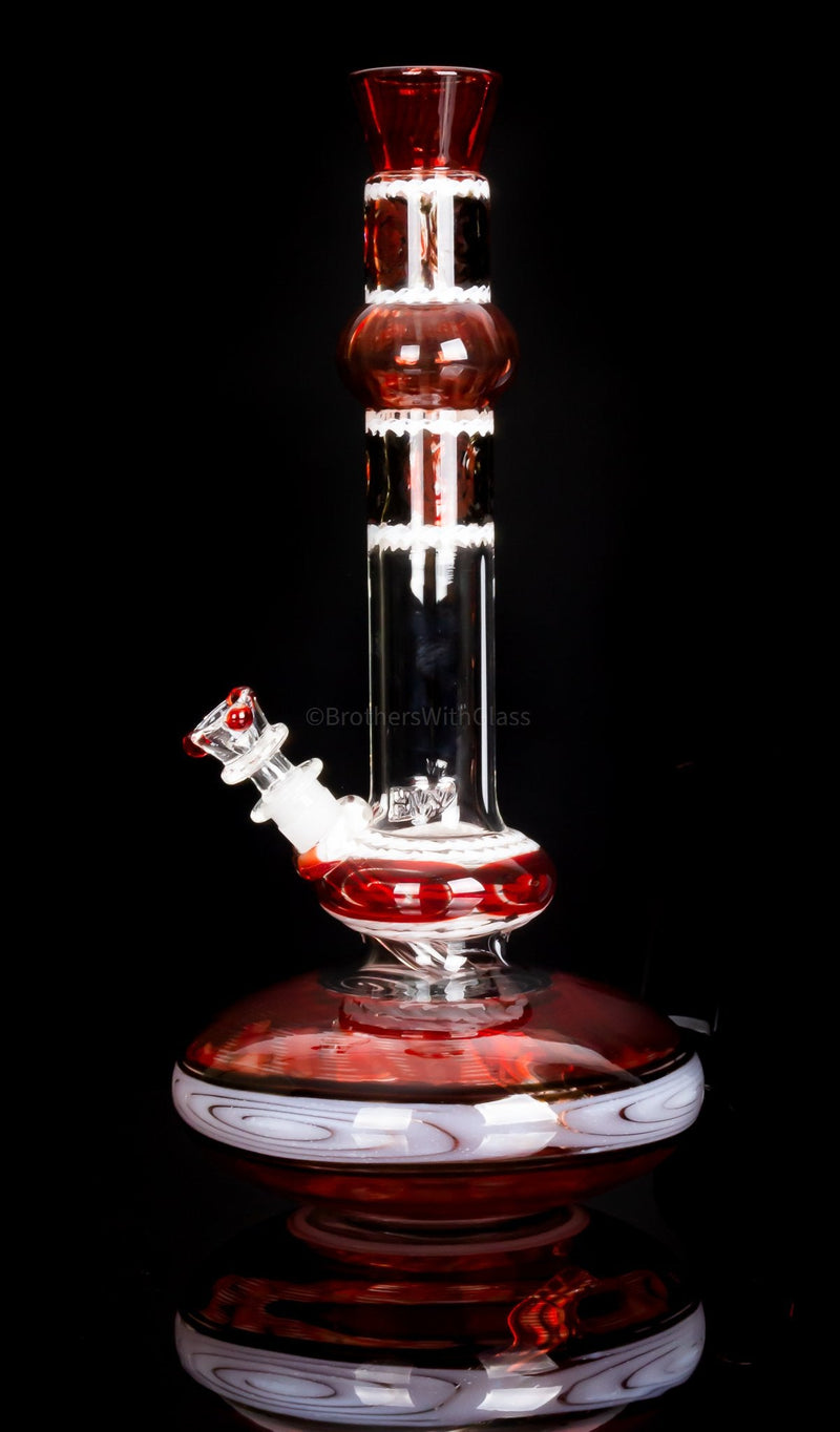 HVY Glass Mini Genie Double Bubble Bong - Red With Waves.