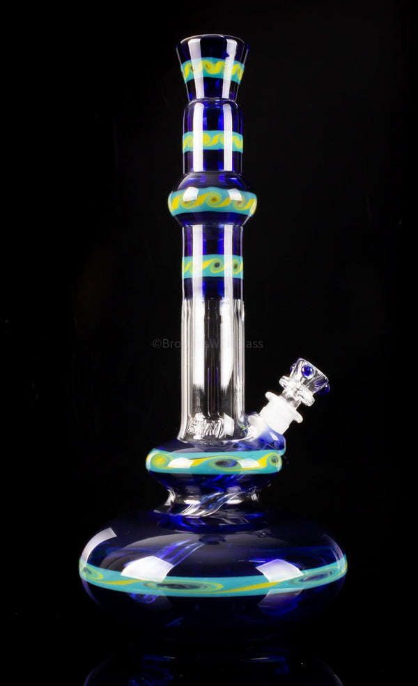 HVY Glass Mini Wave Genie Double Bubble Bong - Blue.