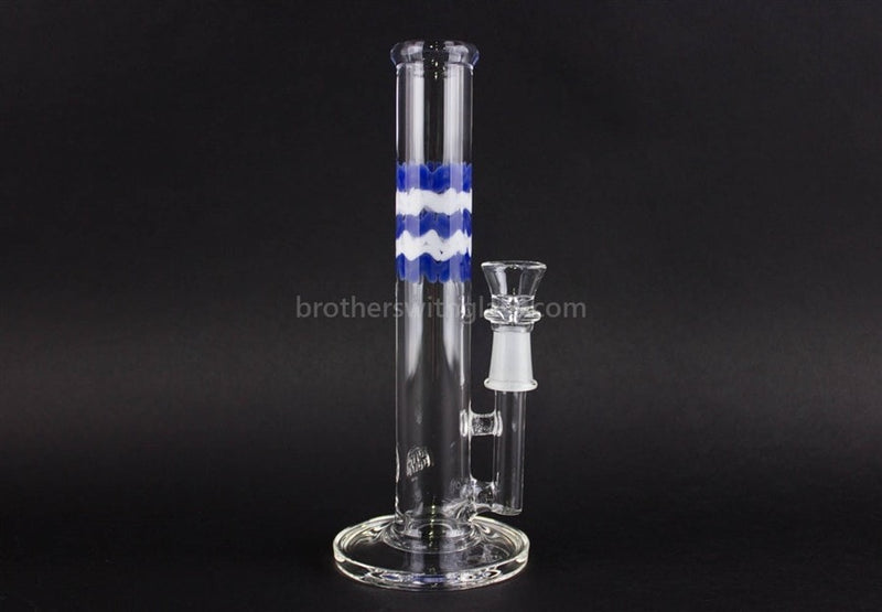 HVY Glass Natural Perc Straight Dab Rig Worked - Blue and White.