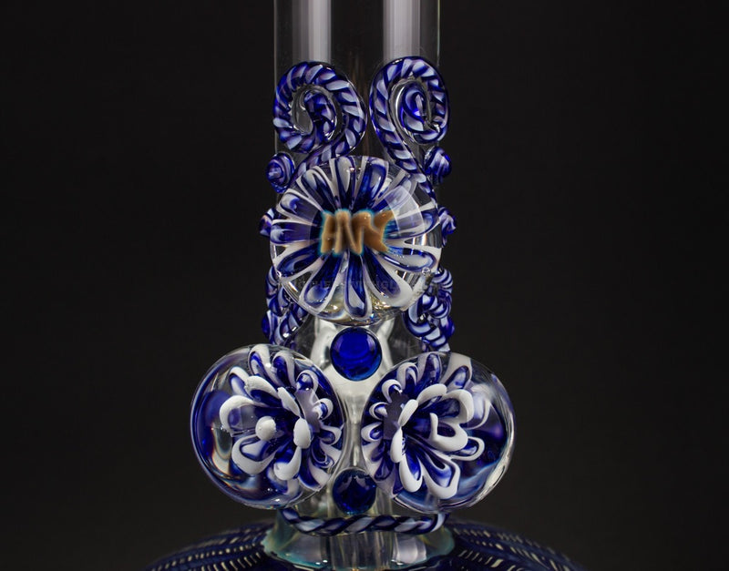 HVY Glass Raked Bubble Bottom Water Pipe With Marbles - Blue.