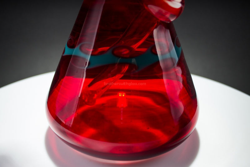 HVY Glass Showerhead Beaker Color Wrap Water Pipe - Ruby.