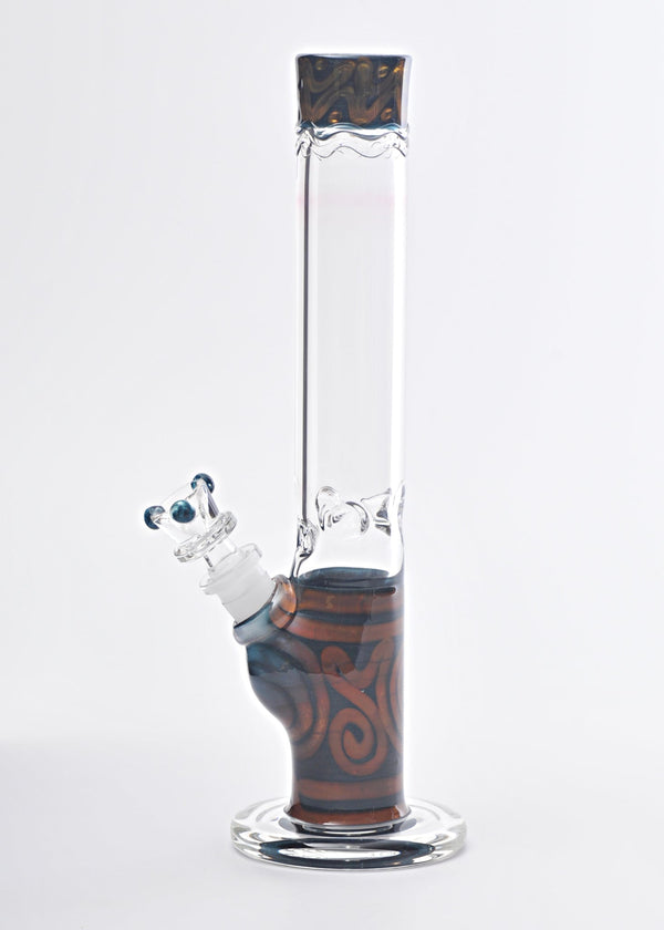 HVY Glass Straight Colored Coil and Fumed Bong - Metallic HVY Glass